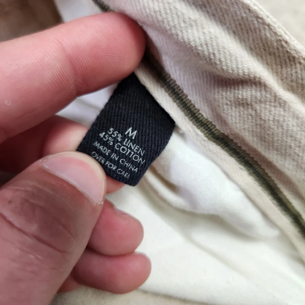 Vintage Express Pants Men Medium Baggy Linen Cotton High Rise Trouser Drawstring